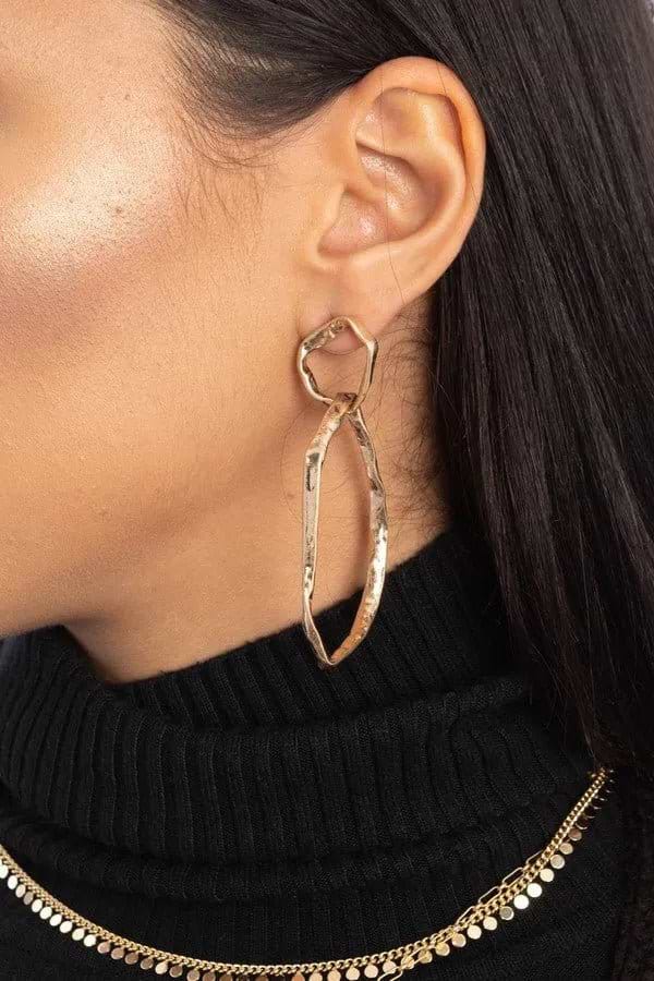 Hand Hewn Earring - Gold
