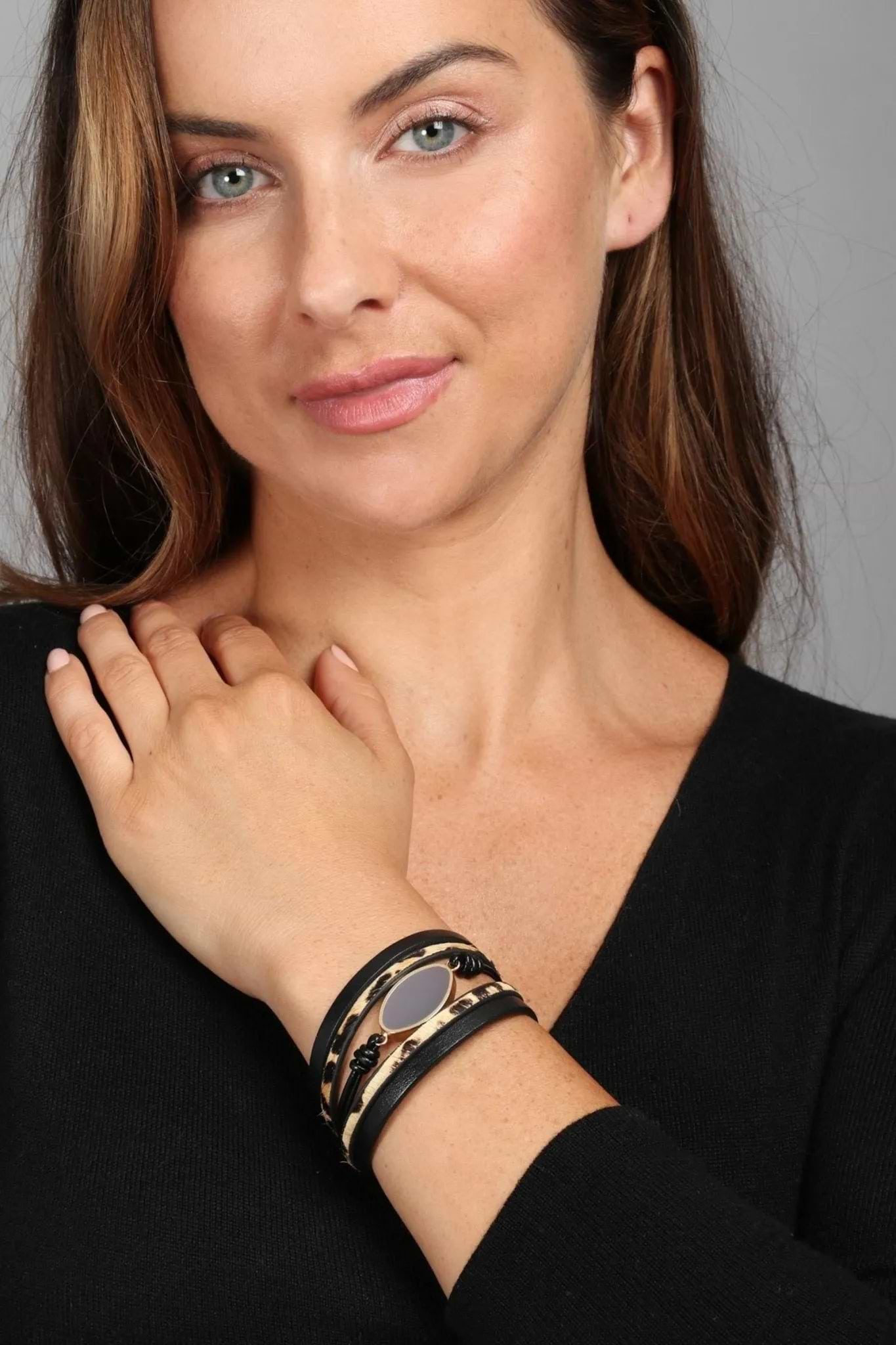 Perfectly Wild Leather Bracelet Black