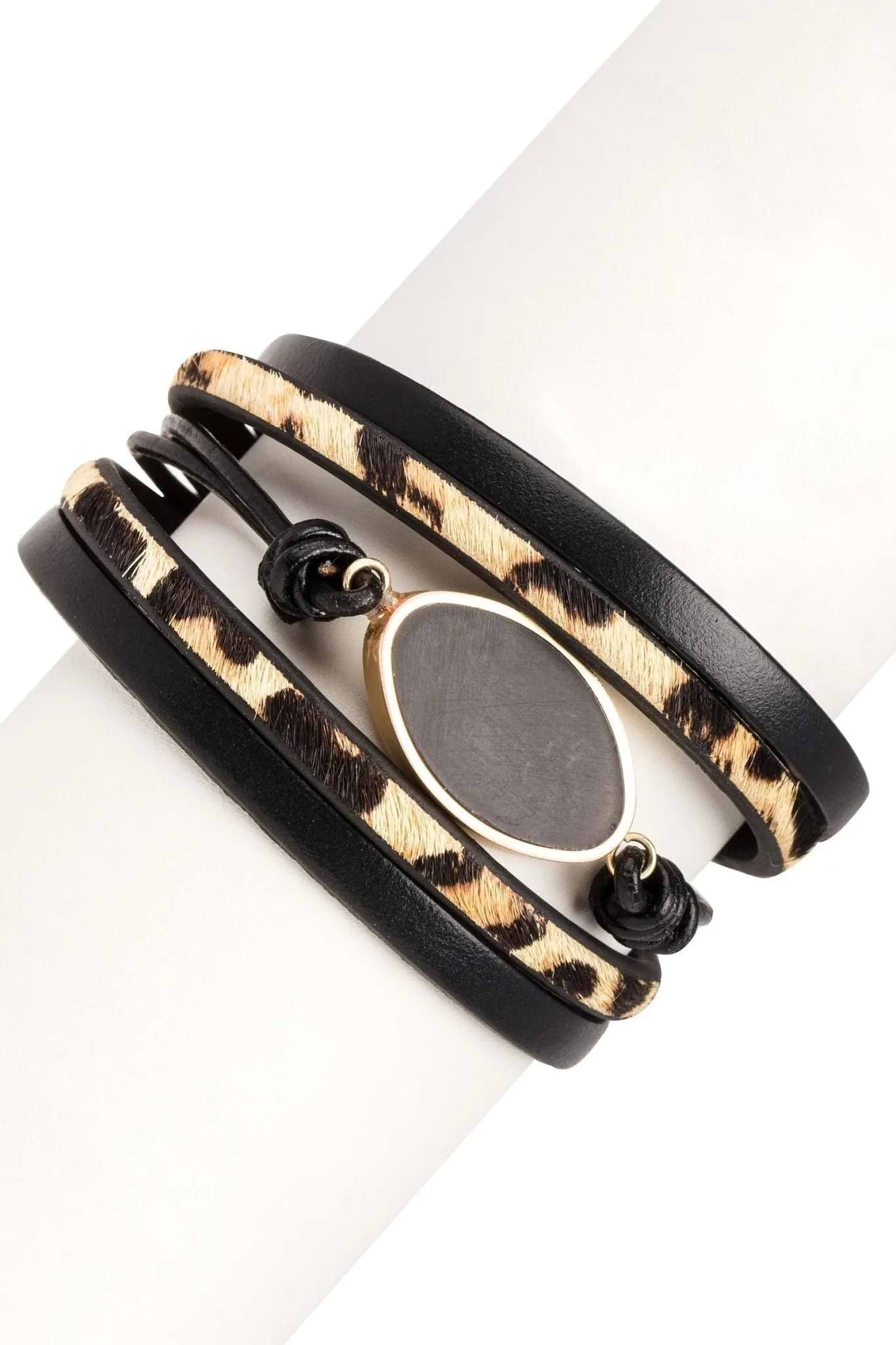 Perfectly Wild Leather Bracelet Black