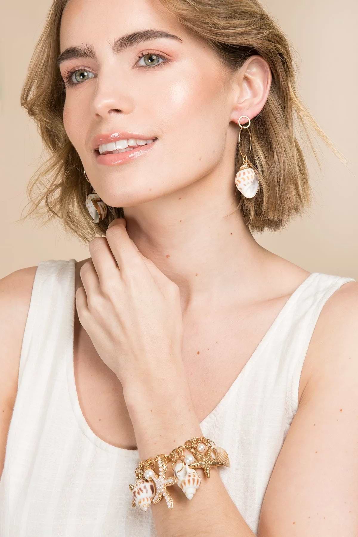 Underwater Shell Loop Earring White