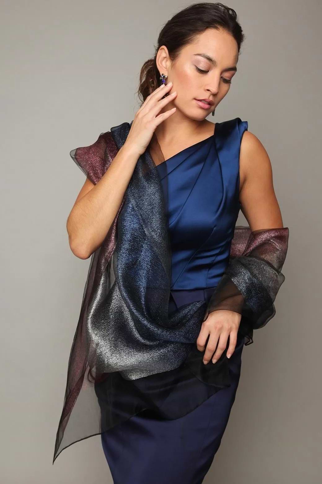 Silk Glitter Ombre Scarf - Black
