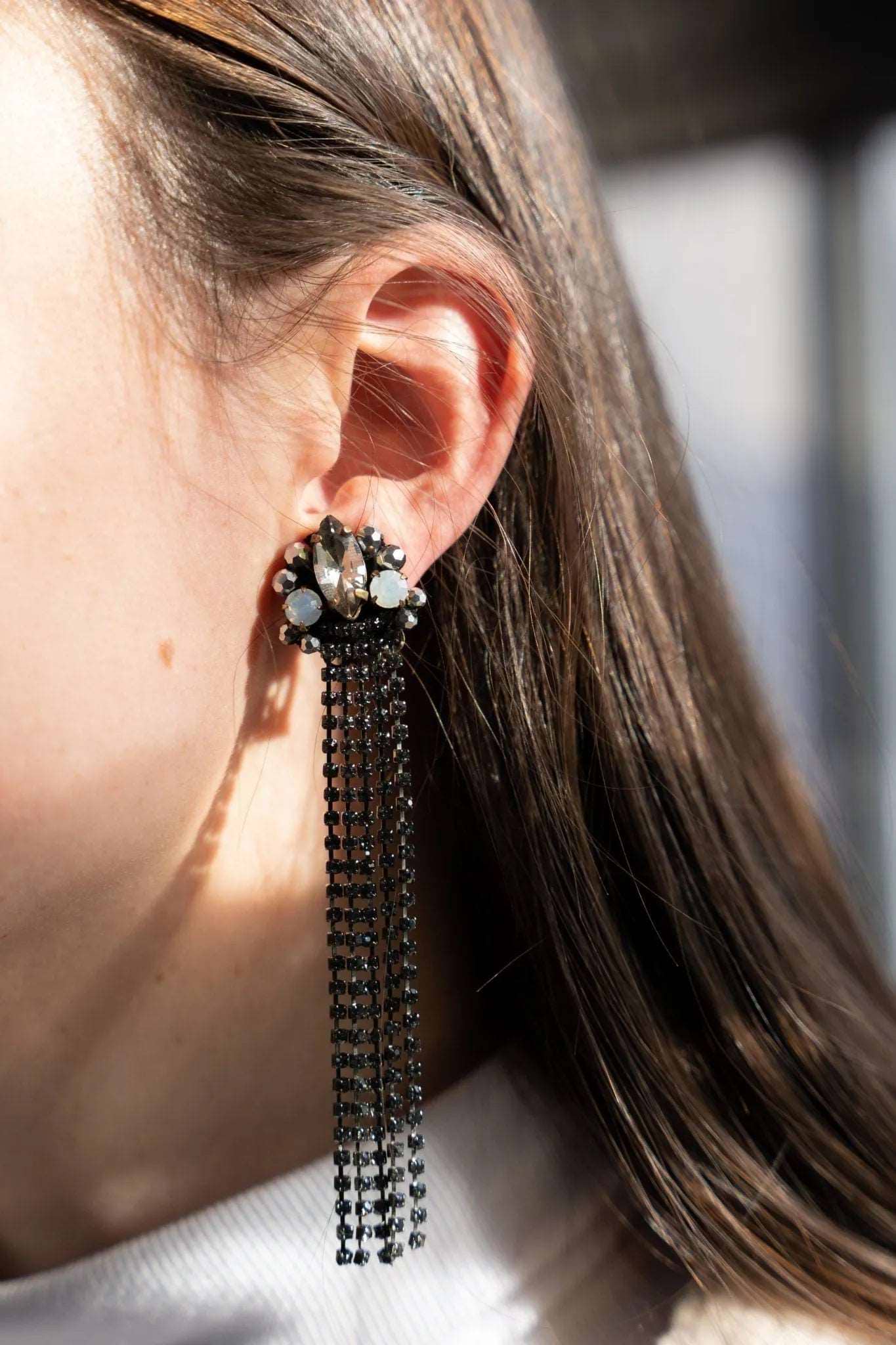 Axia Clip-On Statement Earrings Black