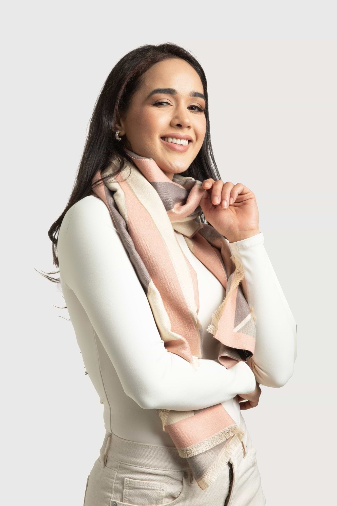 Reversible Geometric Scarf - Light Salmon