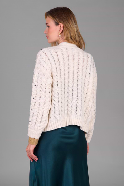 Holiday Cardigan Pearl Knit - Ivory