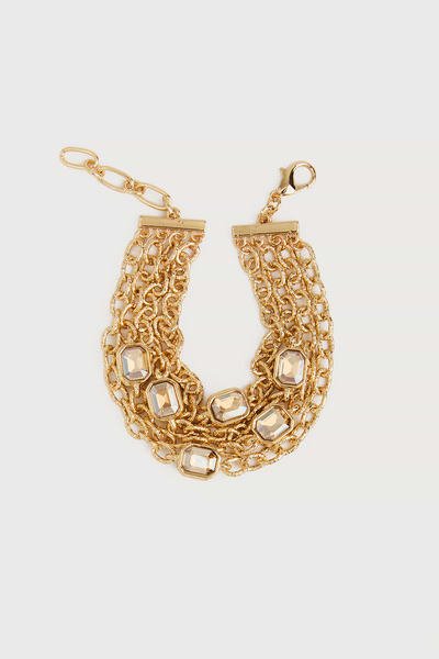 Crystal Cascade Chain Bracelet - Gold