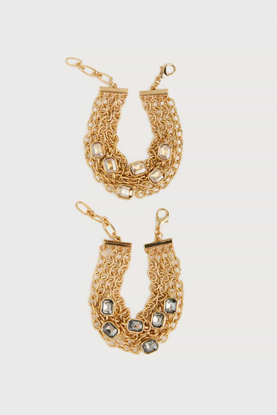 Crystal Cascade Chain Bracelet - Gold