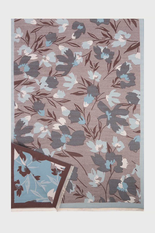 La Floraison Reversible Scarf - Blue