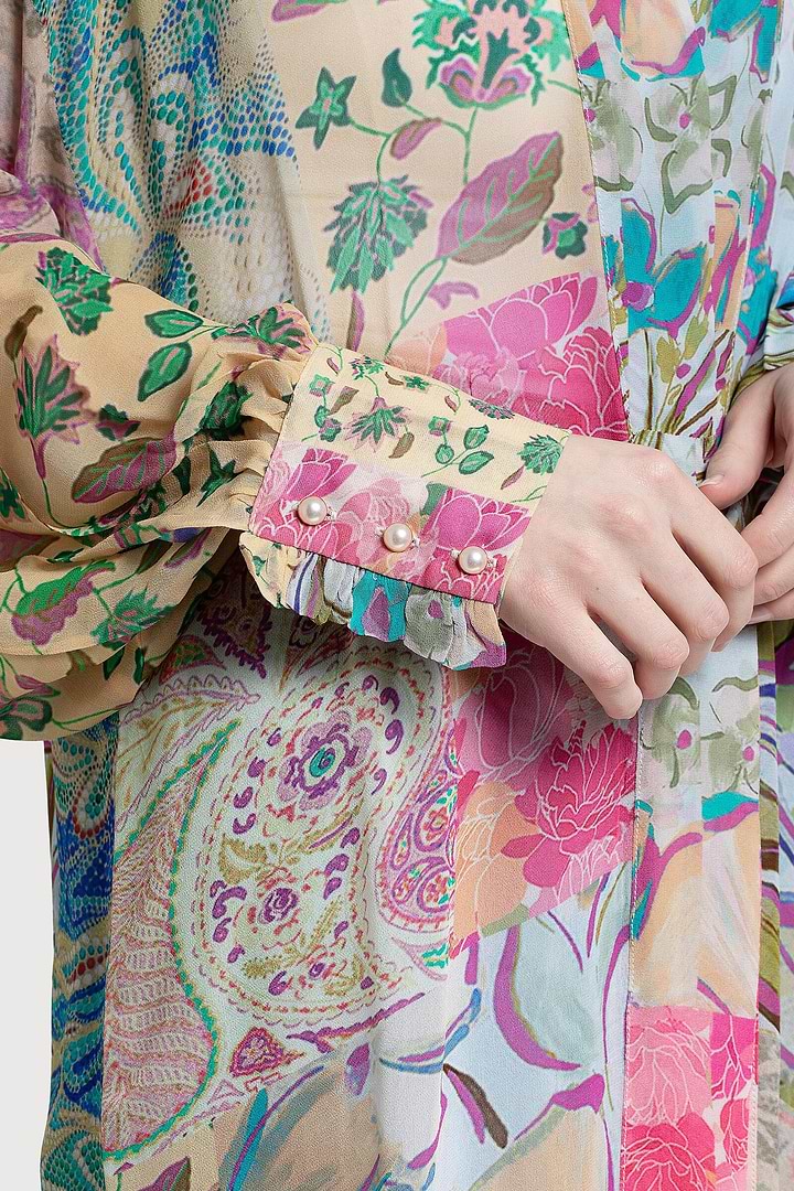 Floral Patch Long Kimono - Multi
