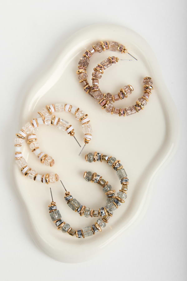 Beaded Crystal Hoop Earring