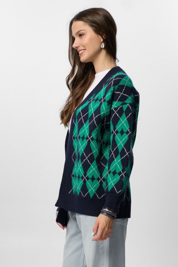 Grandpa Heart Cardigan - Blue Green