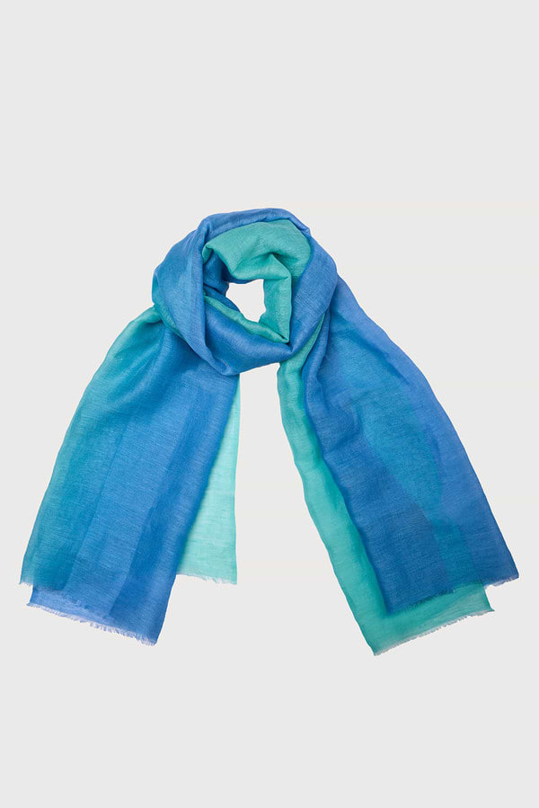 Linen Ombré Scarf - Aqua