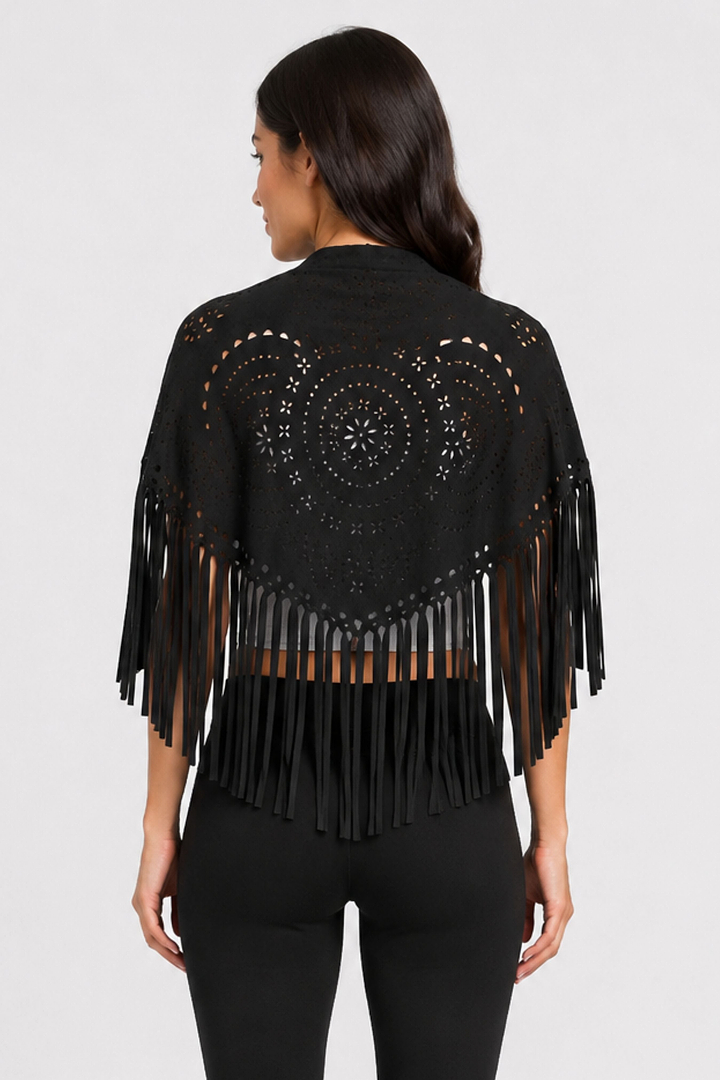 Paisley Laser Cut Fringe Triangle Wrap