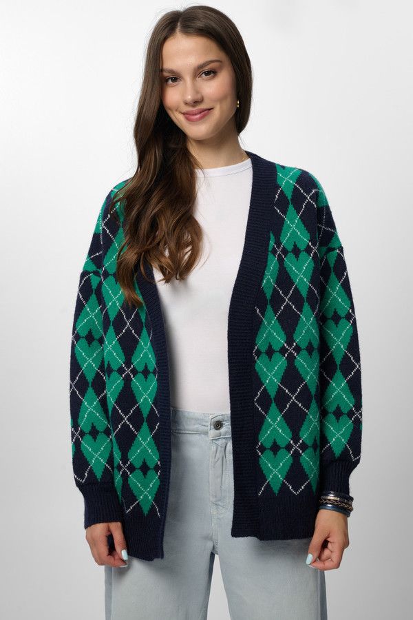 Grandpa Heart Cardigan - Blue Green