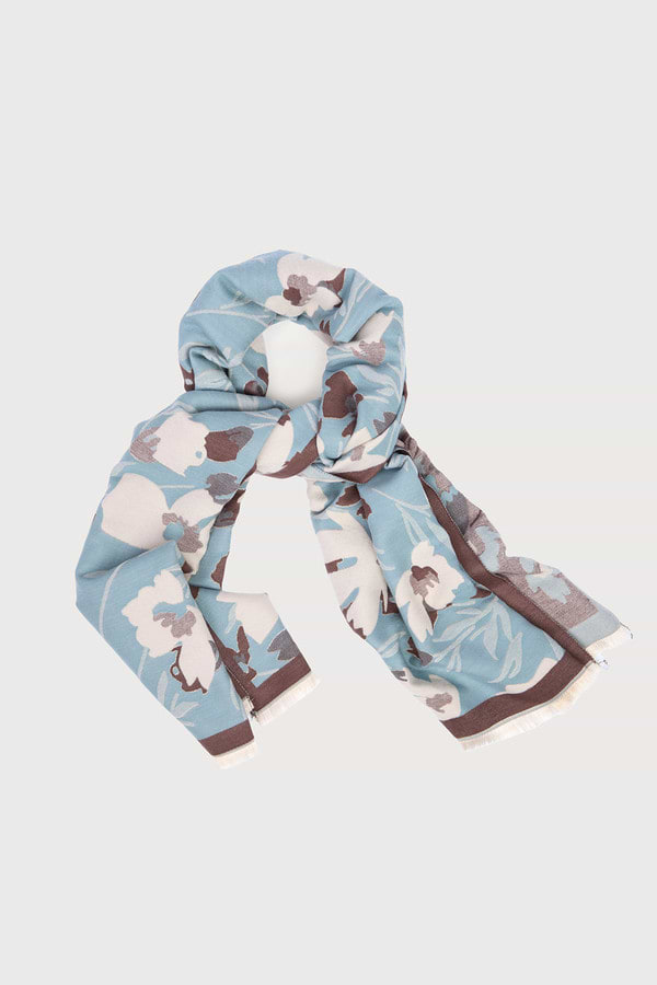 La Floraison Reversible Scarf - Blue