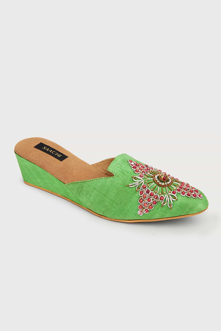 Star Motif Shoe Mule - Lime Green