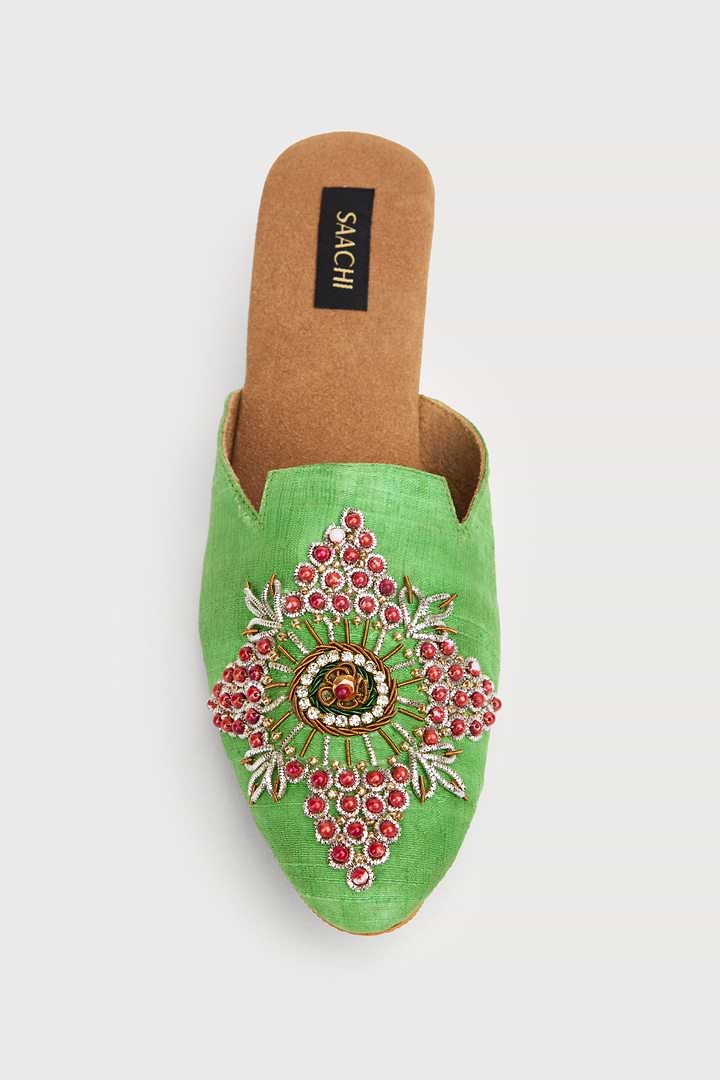 Star Motif Shoe Mule - Lime Green