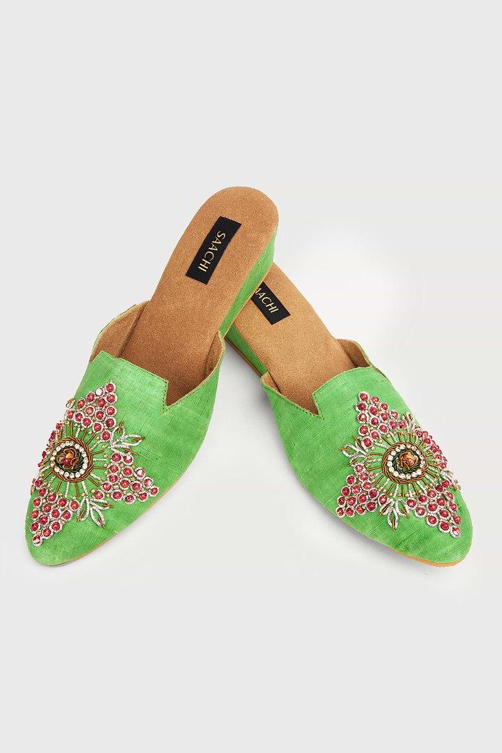 Star Motif Shoe Mule - Lime Green