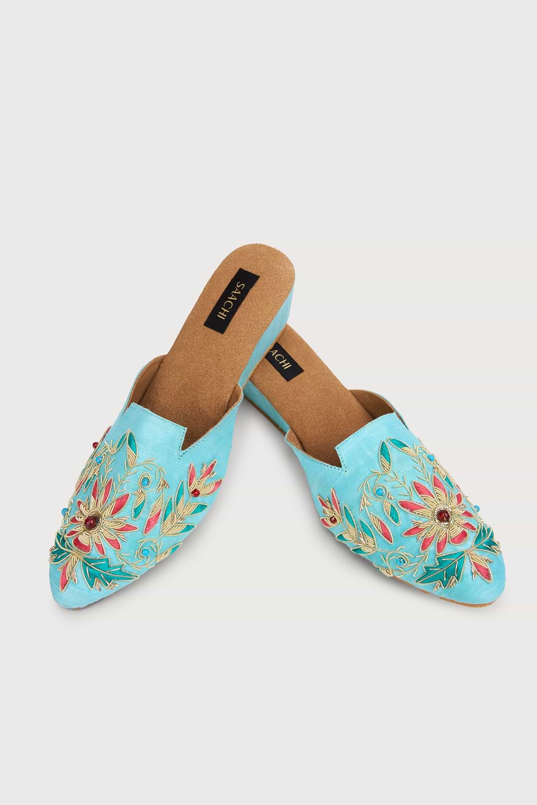 Agara Motif Shoe Mule - Aqua