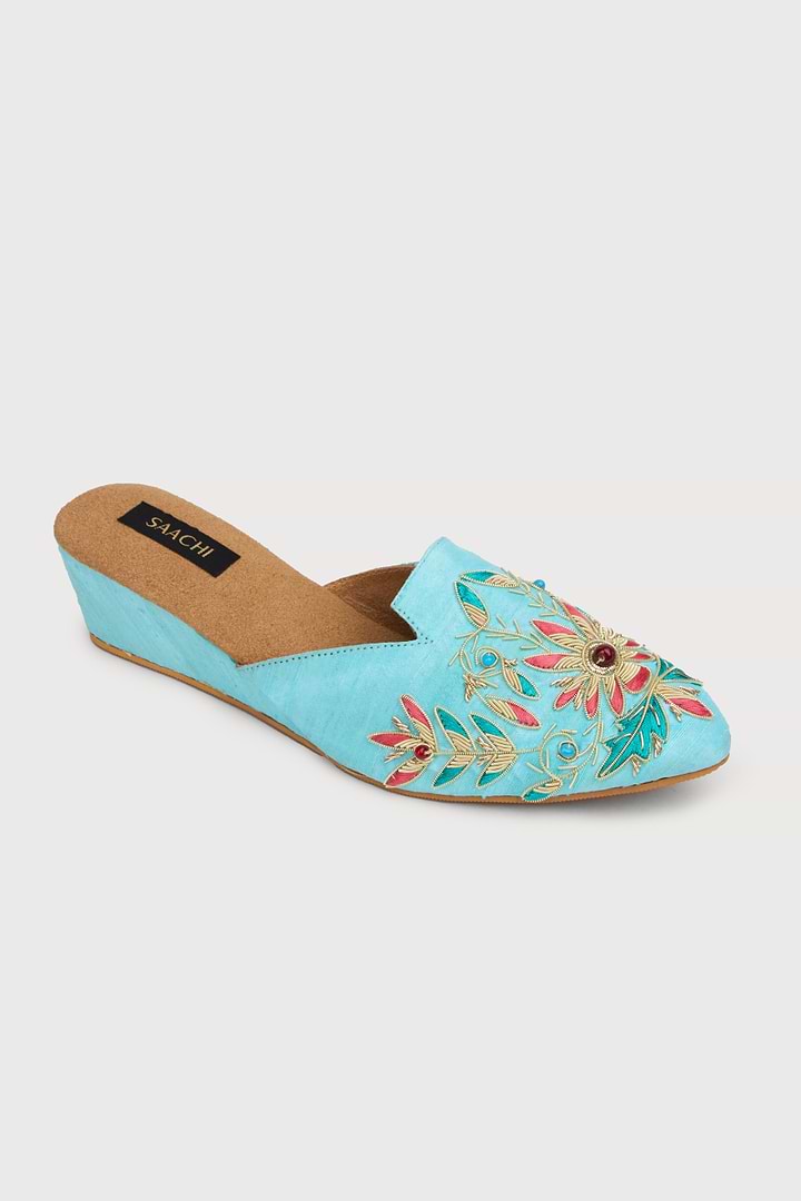 Agara Motif Shoe Mule - Aqua