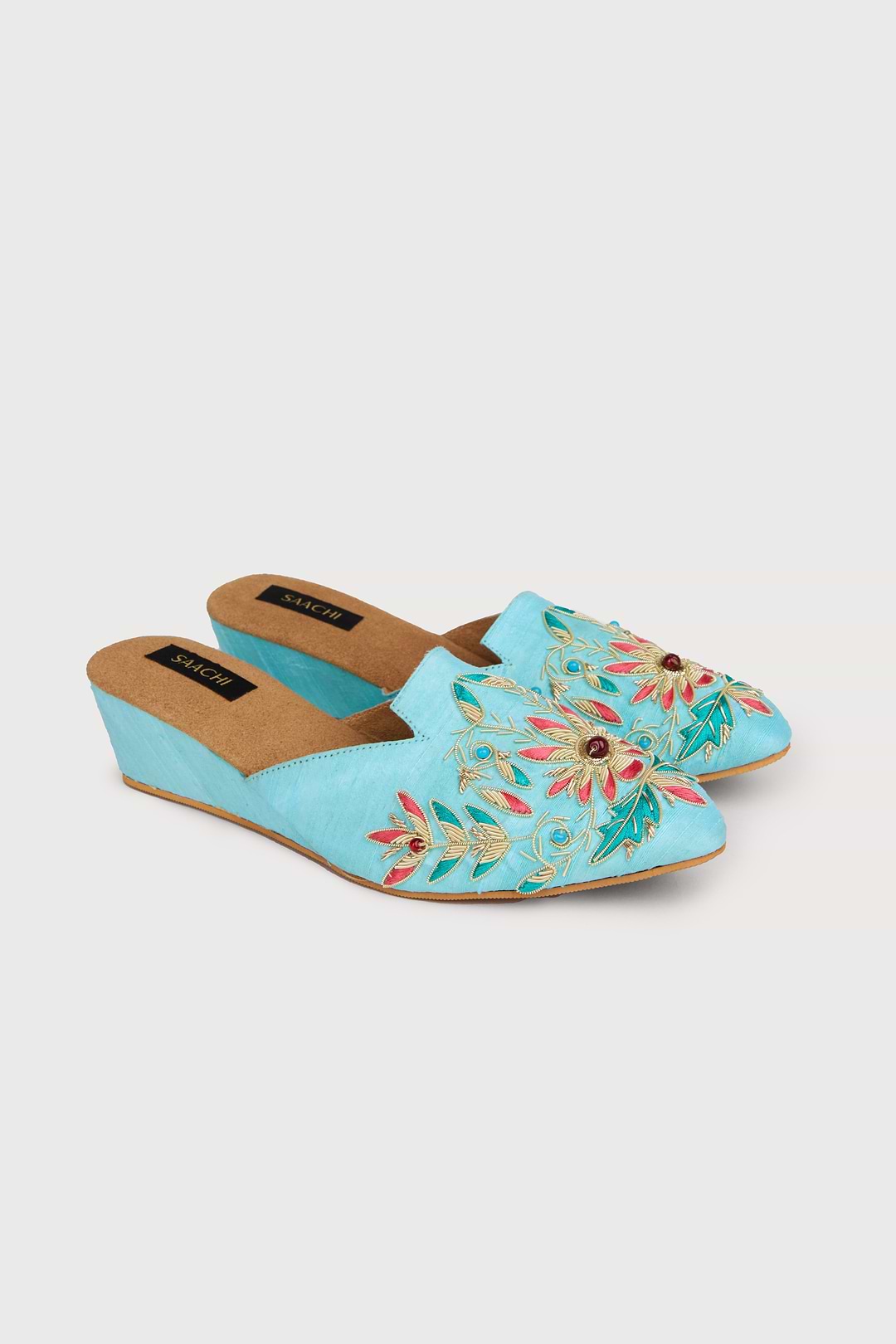 Agara Motif Shoe Mule - Aqua