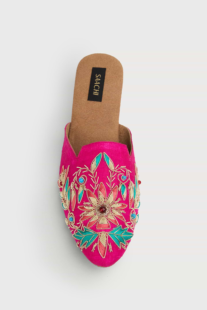 Agara Motif Shoe Mule - Fuchsia