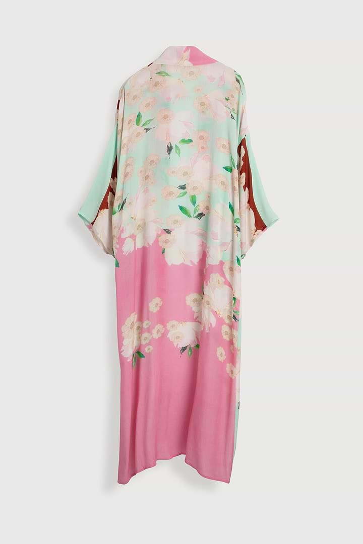 Pastel Petal Floral Kimono - Pink Combo