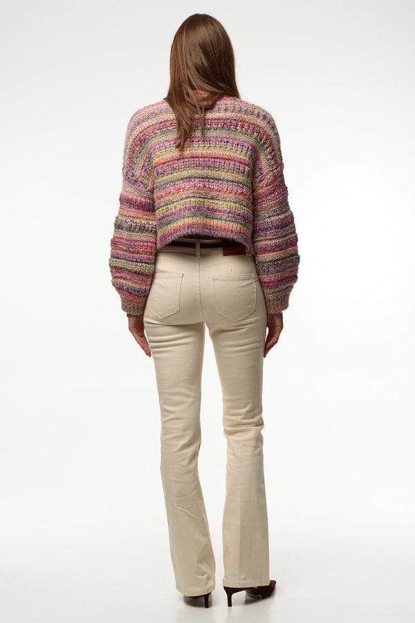 Multicolored Crop Knit Cardigan - Multi