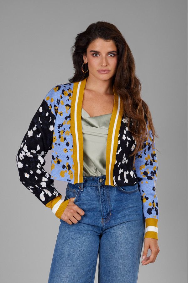 Multitone Floral Cardigan - Blue
