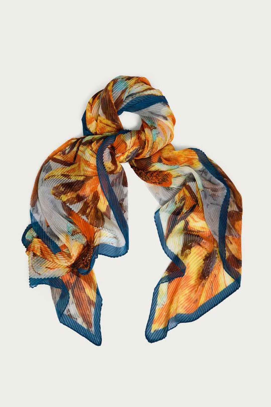 Floral Sunflower Pleated Scarf - Multi