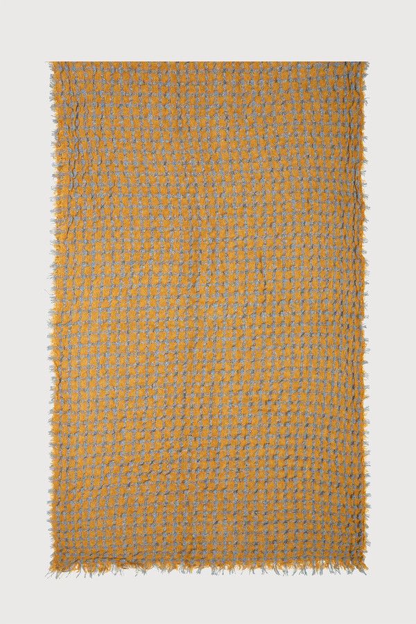 Crinkle Plaid Scarf - Dark yellow