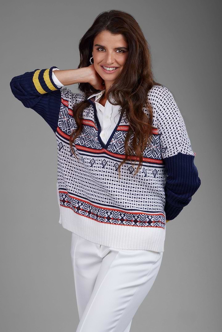 Nordic Knit Pullover Sweater - Blue Multi