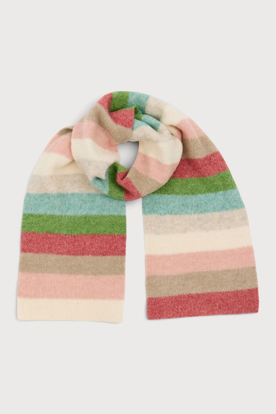 Cozy Striped Knit Scarf - Natural