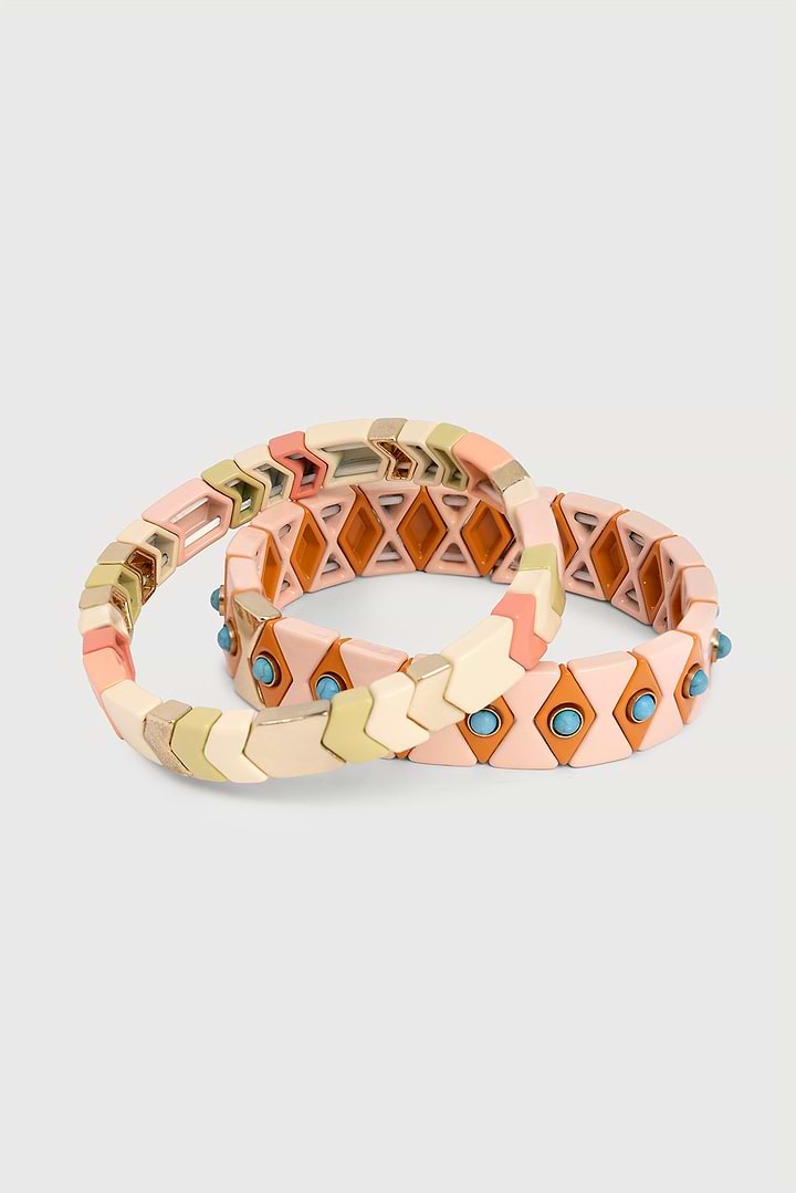 Evil Eye Stretch Bracelet Set - Pink