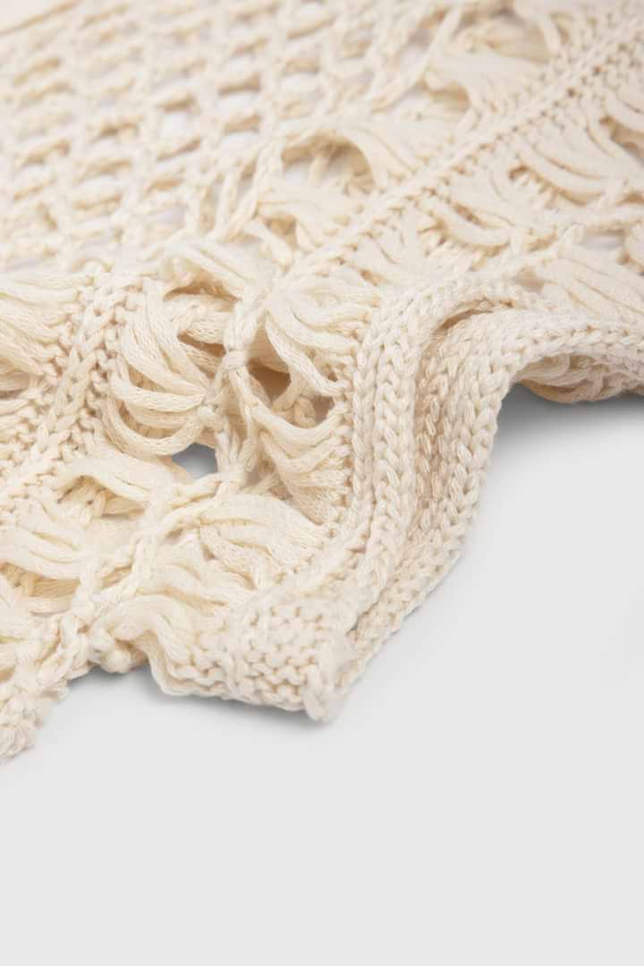 Bohemian Crochet Fringed Tunic - Ivory