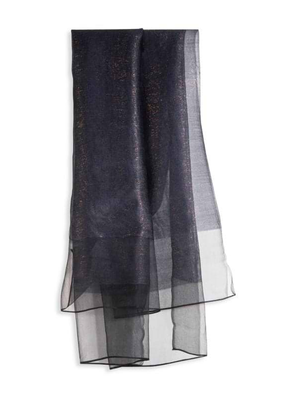 Silk Sparkle Wrap Scarf Black with Copper