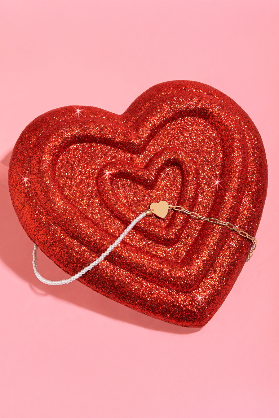Golden Heart Pearl Chain Necklace - Gold