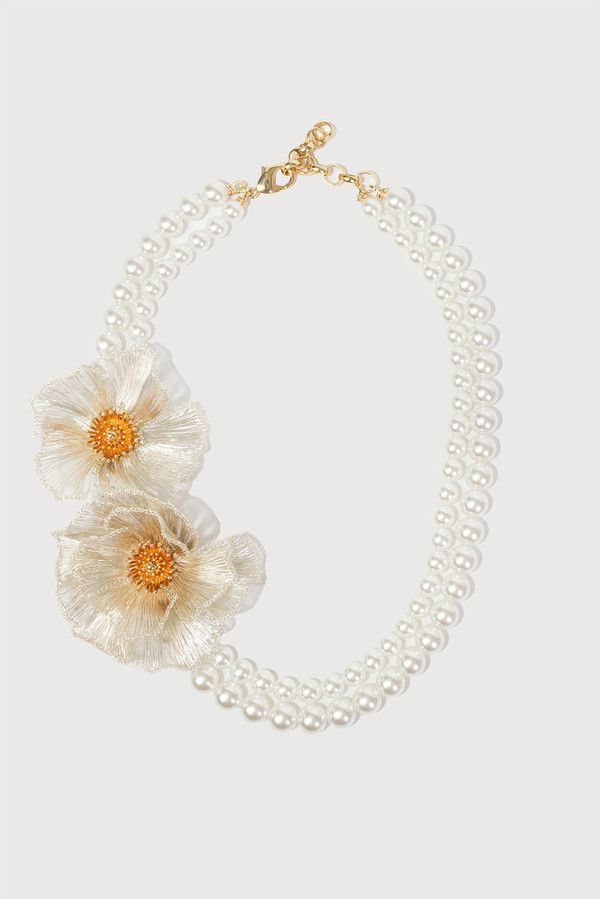 Pearl Bloom Statement Necklace - White