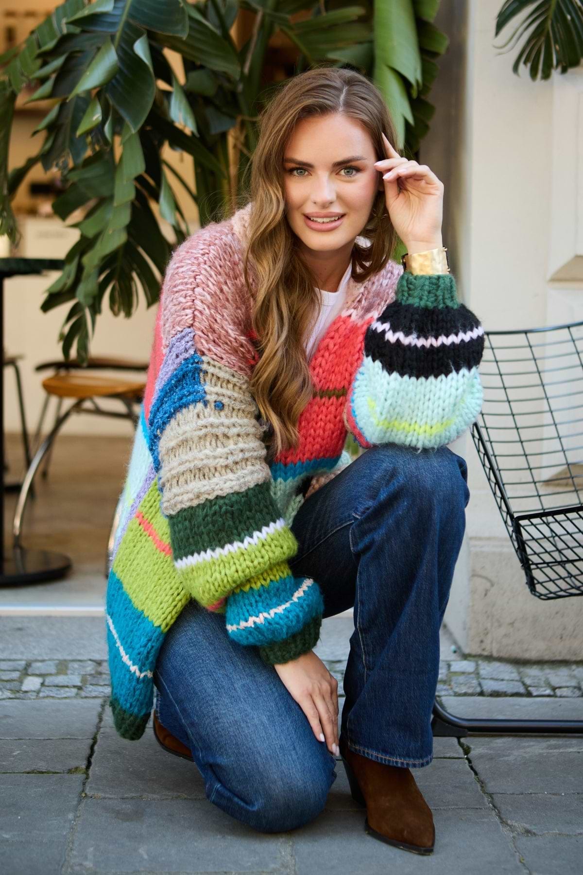 Knitted Rainbow Multitoned Cardigan - Multi
