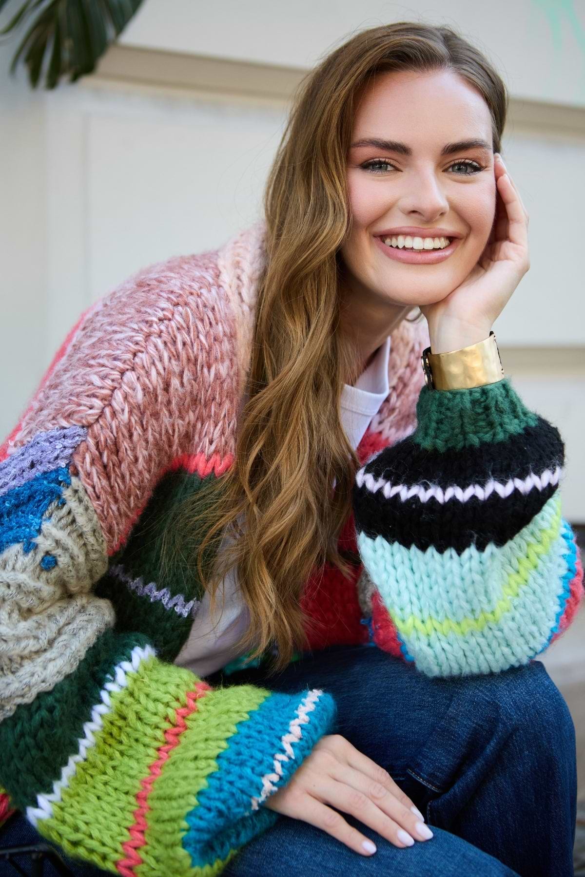 Knitted Rainbow Multitoned Cardigan - Multi