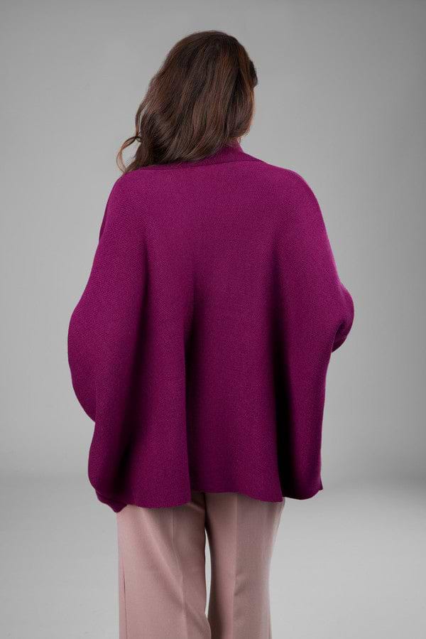 Open Front Oversized Cardigan Sweater - Purple