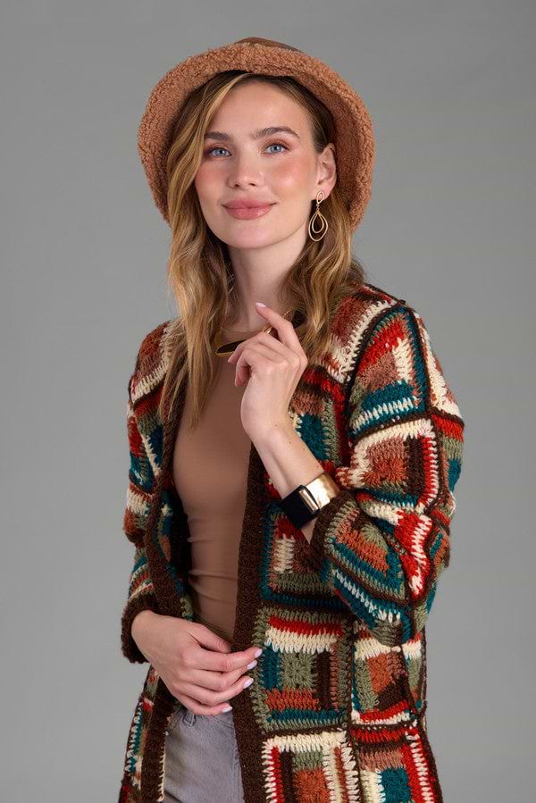 Crochet Long Cardigan Marrakesh Jacket - Brown