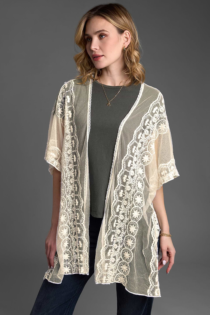 Lace Kimono - White