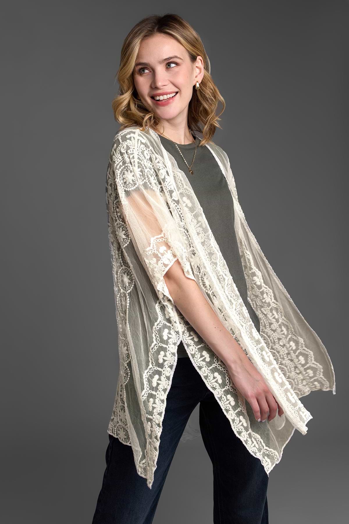 Lace Kimono - White