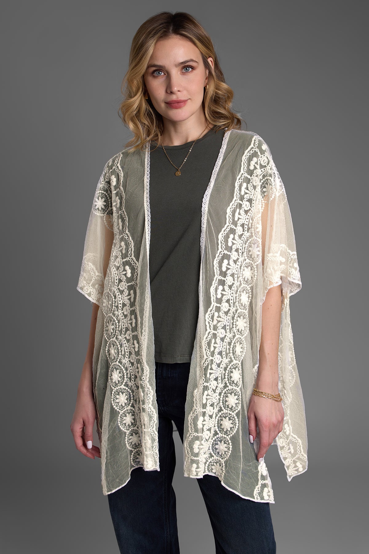 Lace Kimono - White