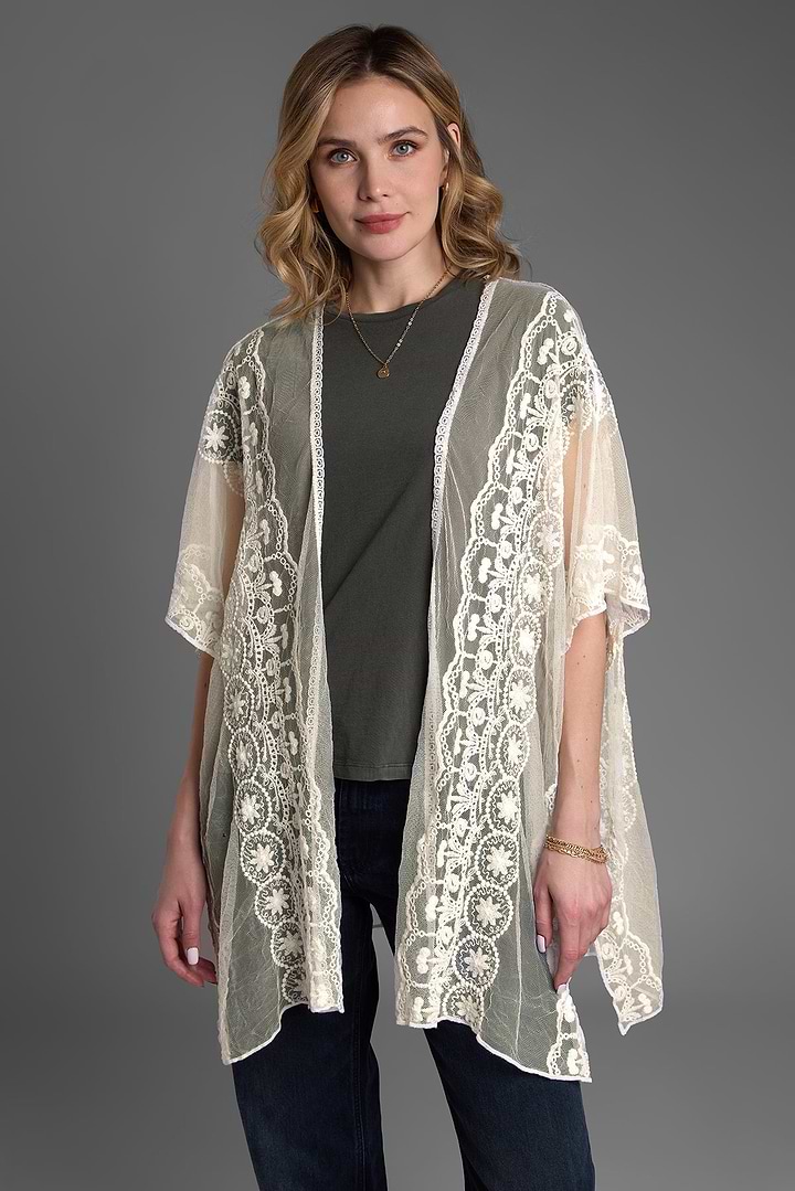 Lace Kimono - White