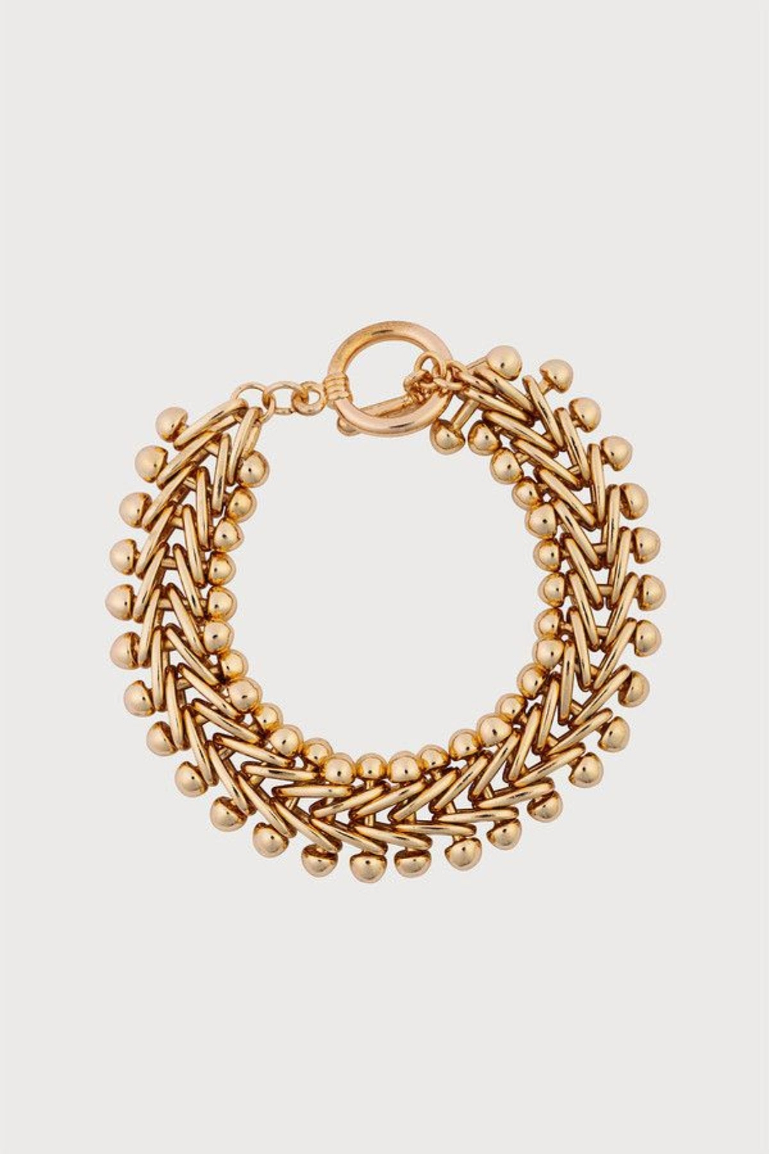 Beaded Chevron Chain Bracelet - Gold
