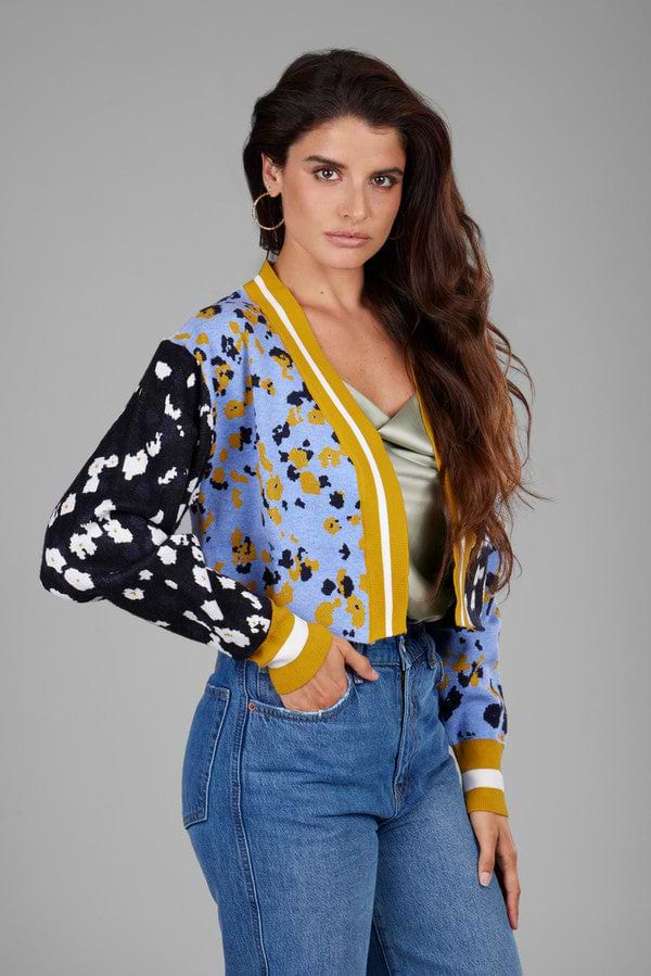 Multitone Floral Cardigan - Blue