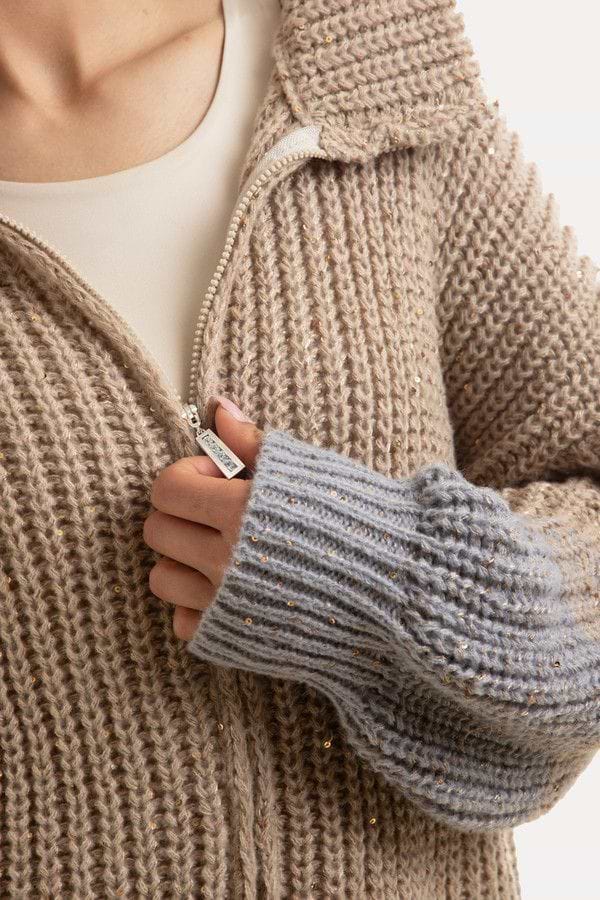 Zip Up Sequin Cardigan | SAACHI
