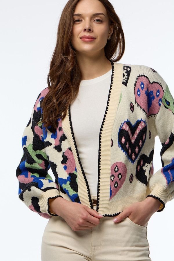 Animal Heart Open Cardigan - Multi