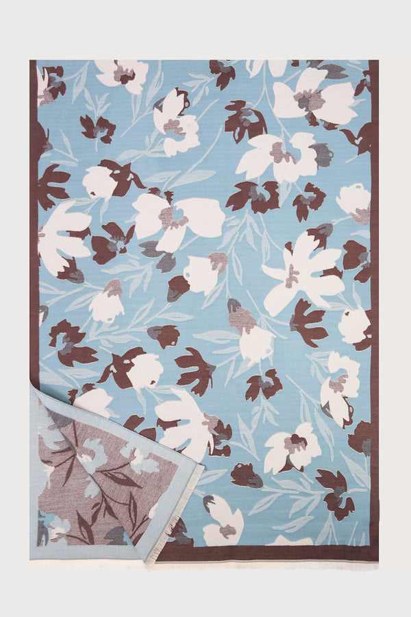 La Floraison Reversible Scarf - Blue